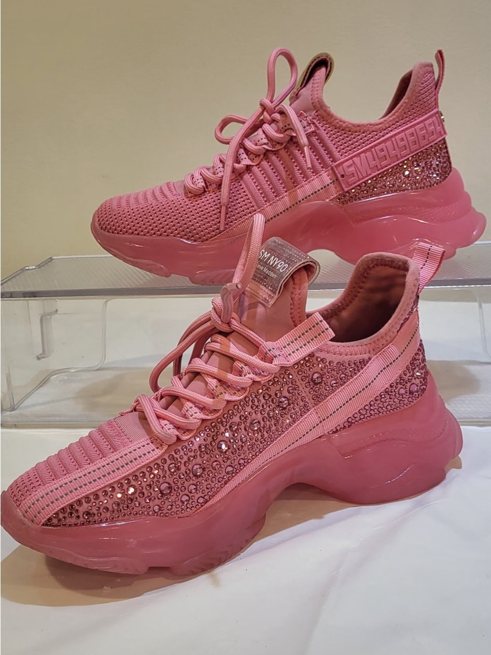 STEVE MADDEN NY90 Maxima pink crystal sneakers